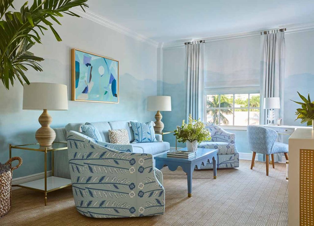 blue-ish room (suite) living area